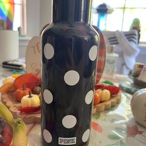 PINK Victoria's Secret Black Bottle with White Dots
